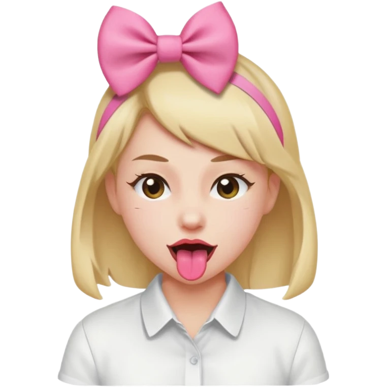 Winky face with tongue out with a small pink ribbon on head emoji
