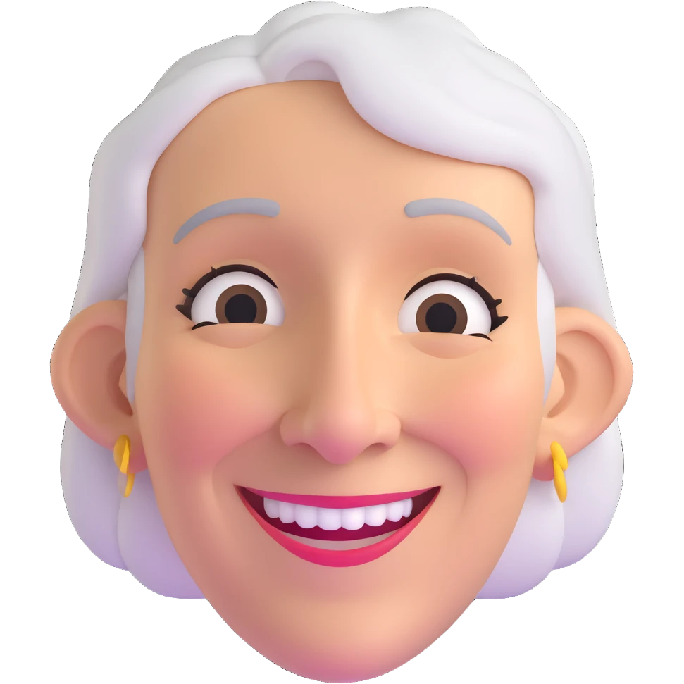 older woman with a big nose, smiling emoji