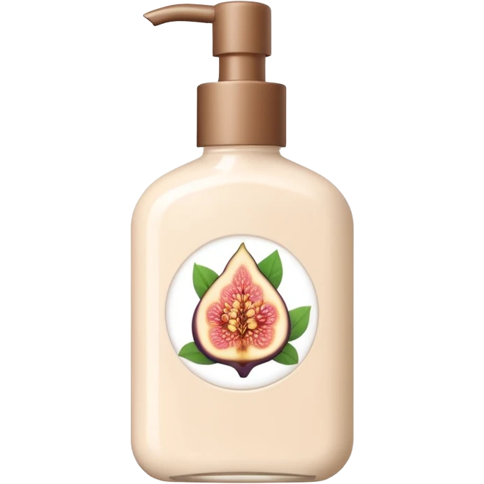 Emoji-style illustration of a minimal body lotion bottle inspired by tea and fig fragrance.
Elegant, calm color palette, soft beige or ivory bottle, subtle botanical mood,
flat design, clean lines, modern beauty branding aesthetic, no logo, no text. emoji