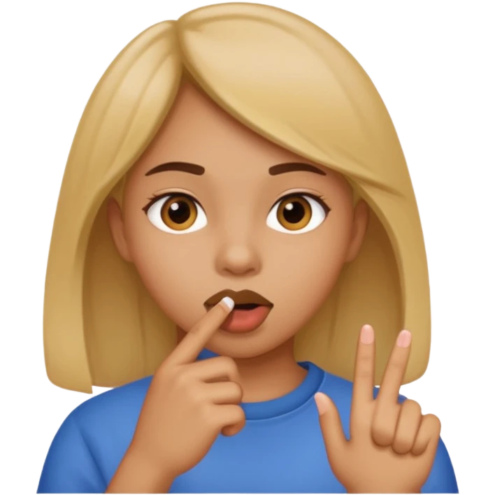 Una chica metiendose el dedo en la boca emoji