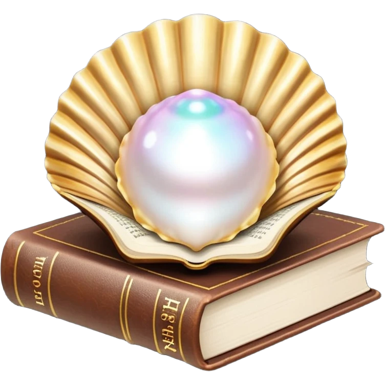Open shell with pearl and books emoji