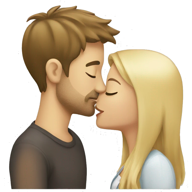 blonde girl kissing brunette guy emoji
