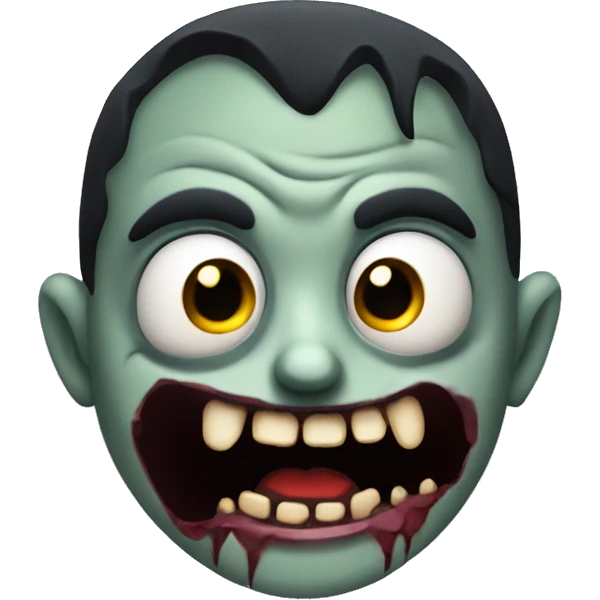 zombie vampire dark face and weird smile emoji