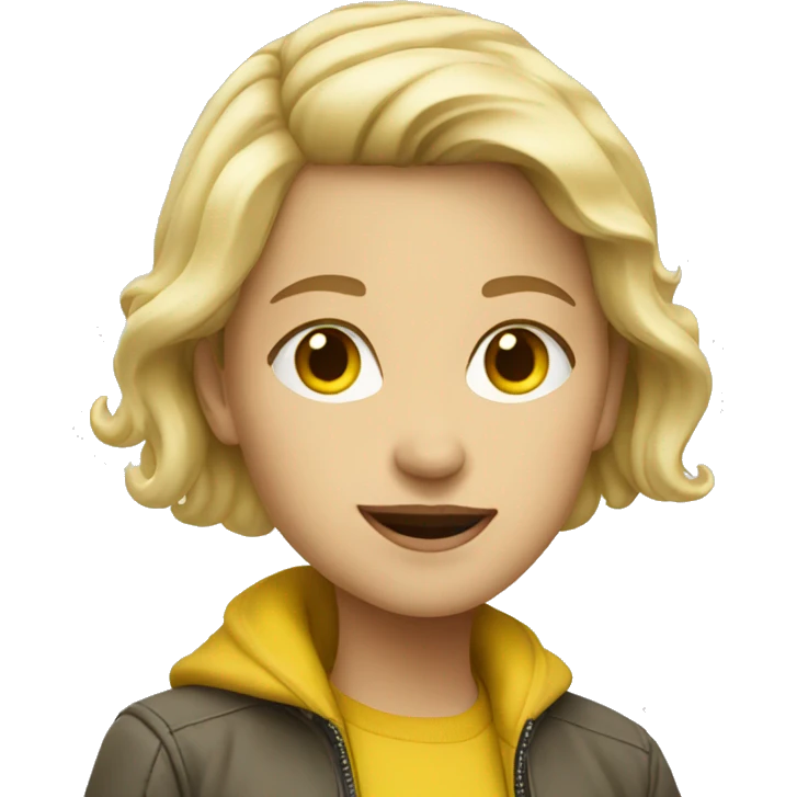 Light blonde girl in yellow jacket  emoji