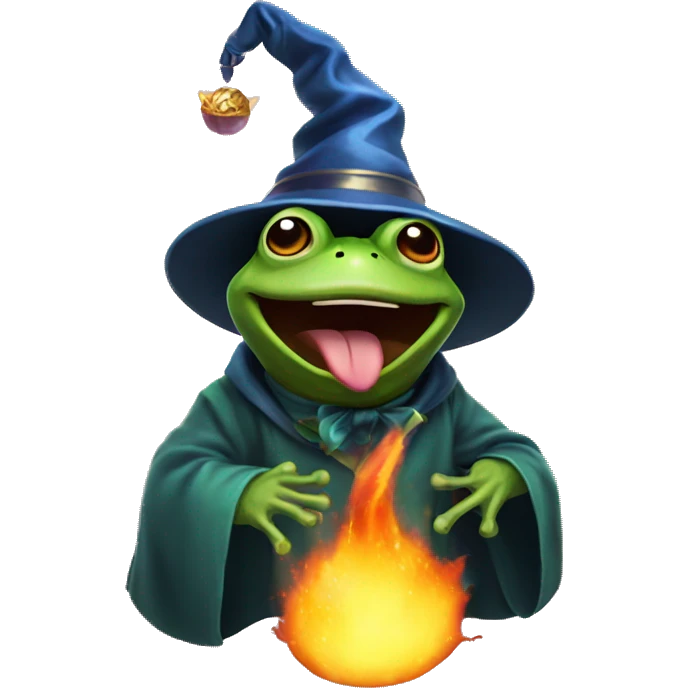 Frog wizard fireball emoji