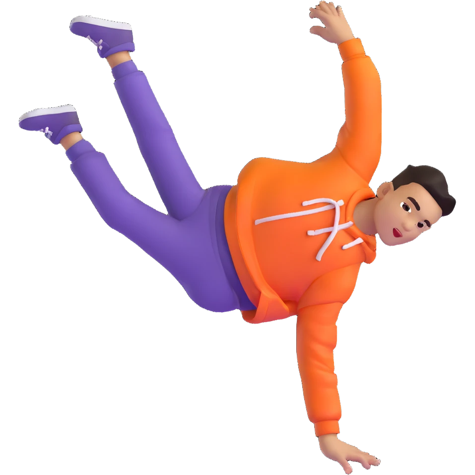 green breakdancer in energetic dance move emoji