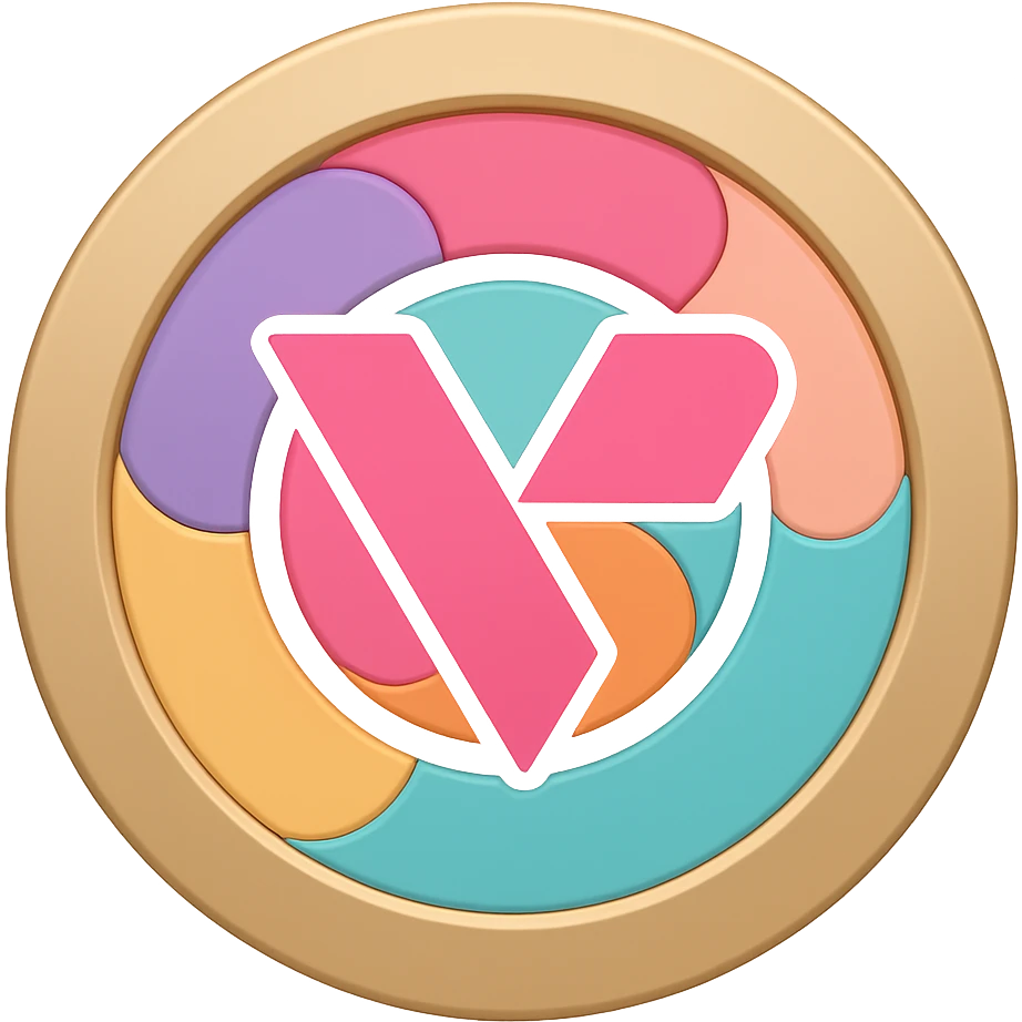 Add the provided company logo to the center of this modern token icon with abstract pattern, keeping the flat emoji style with transparent background as in the original images. emoji