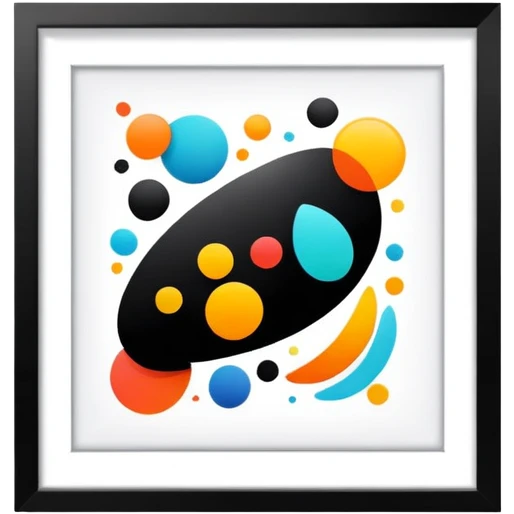 framed digital artwork with abstract vector shapes inside emoji