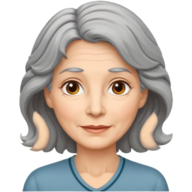 Femme 53 ans cheveux gris ondulés  emoji