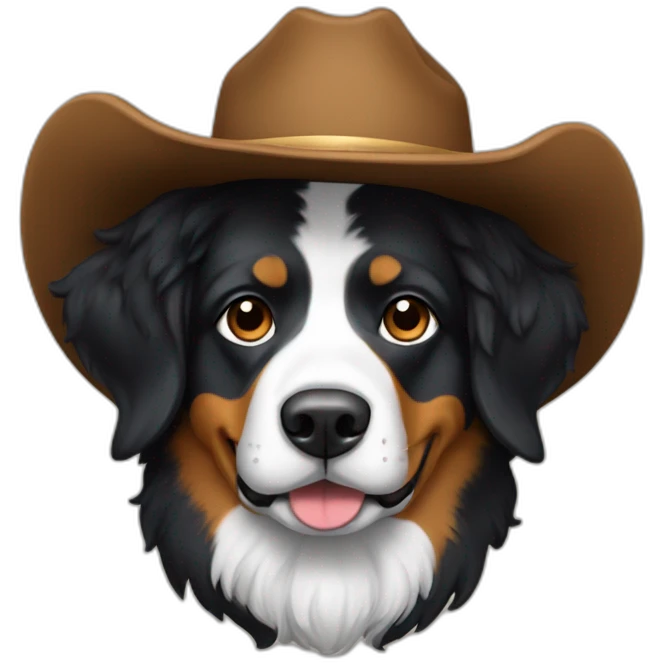 Berner sennen dog with a cowboy hat emoji
