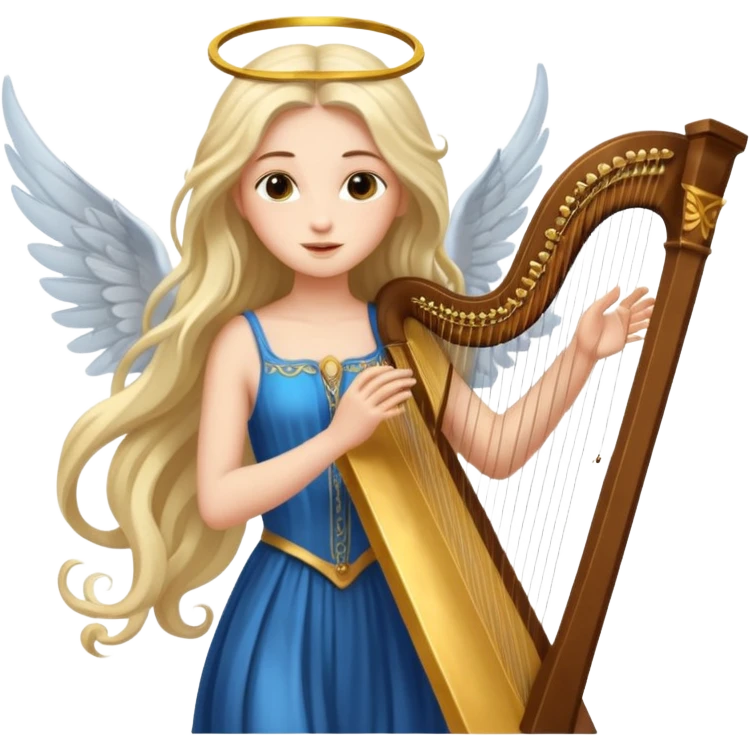 Muse of inspiration with wings and a harp in her hand emoji