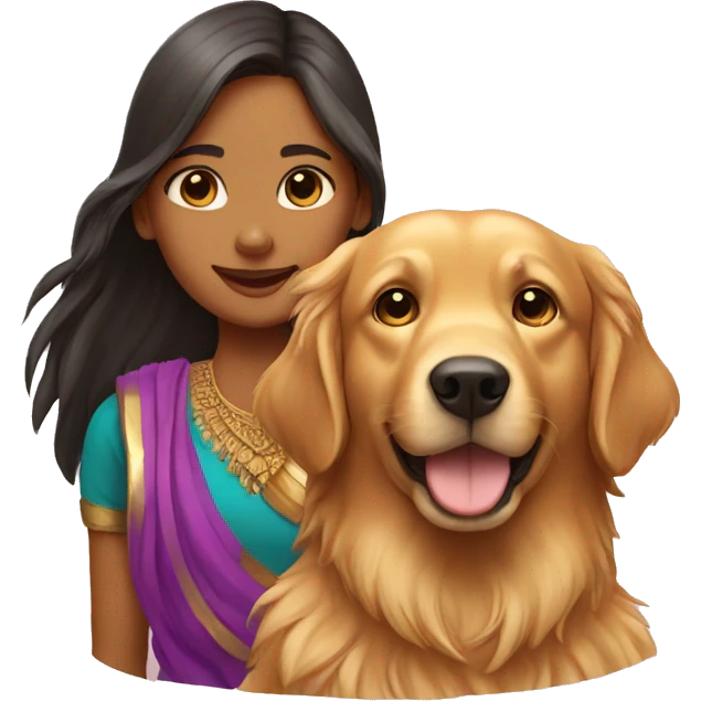 Golden retriever with an Indian Girl emoji