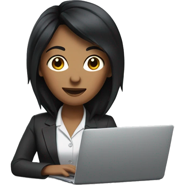 office women with black hair in front of laptop emoji