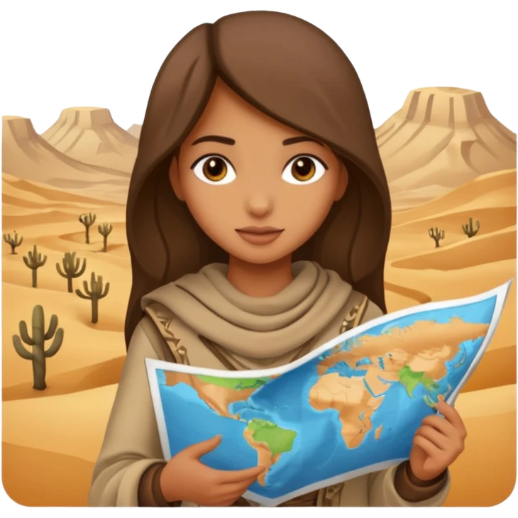 Girl + hood + map,Desert Nomads. emoji