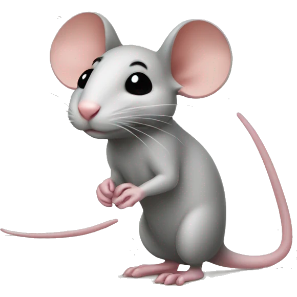 Mouse with little round body no front feet and a really long tail emoji