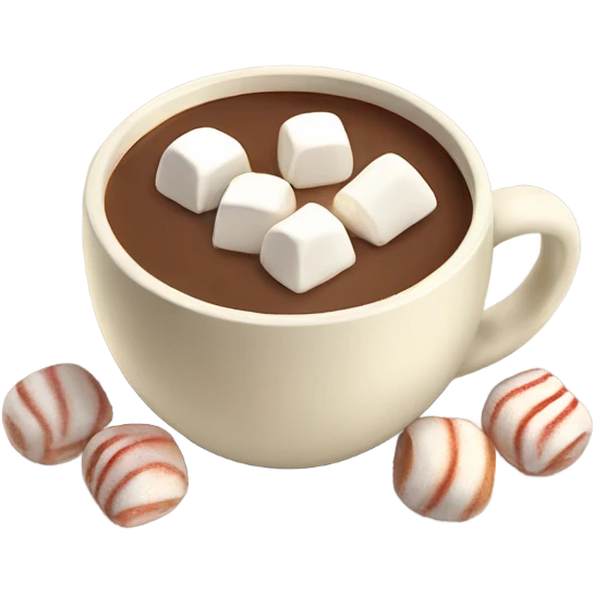 Light beige mug of hot chocolate with marshmallows  emoji