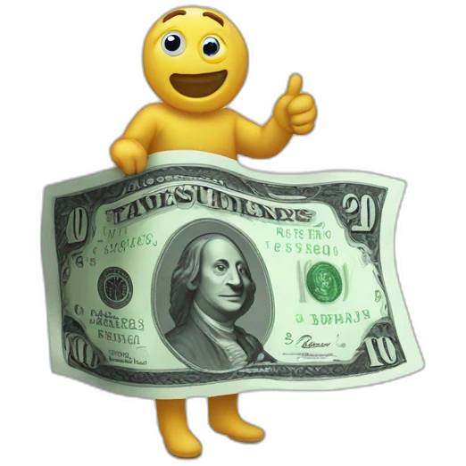Une huître qui porte un billet de cinquante euros emoji