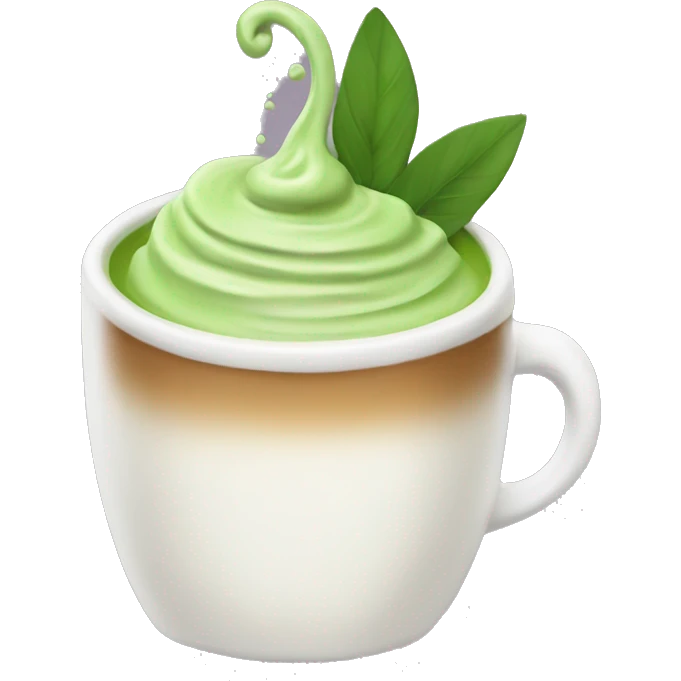 matcha latte without a face in a white cup emoji
