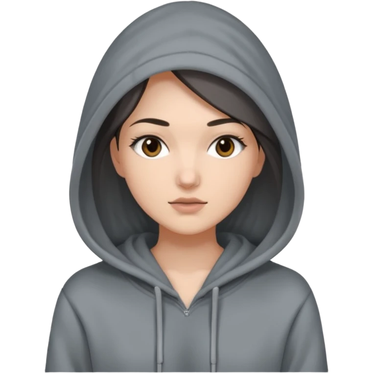 Sasha Gray in gray oversized hoodie full height emoji
