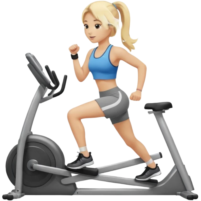 a young girl with blonde hair is exercising in the gym emoji