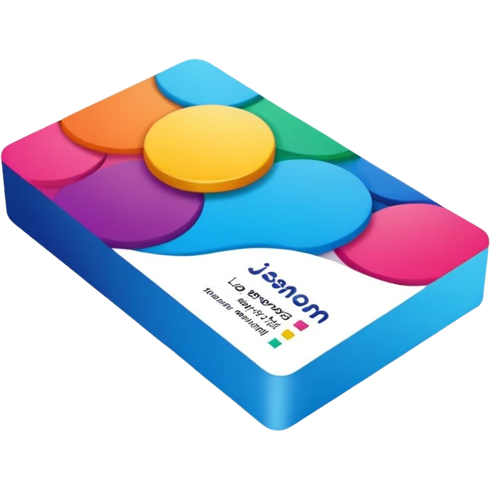 a business card with colorful and creative design, vibrant colors, playful and artistic emoji