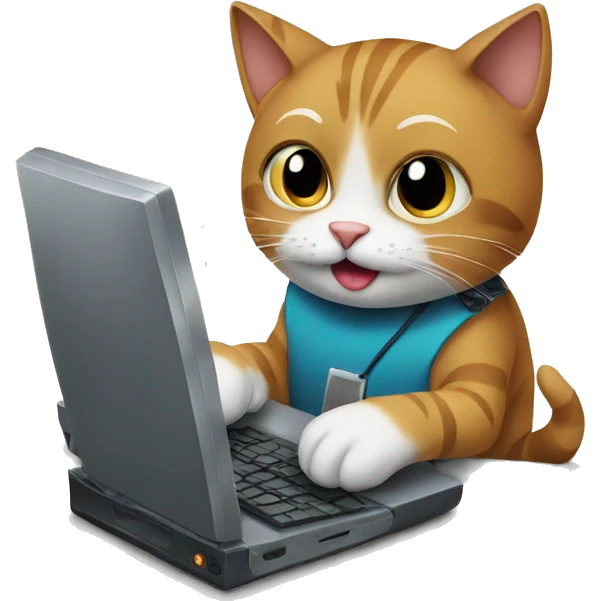 cat holding a computer emoji