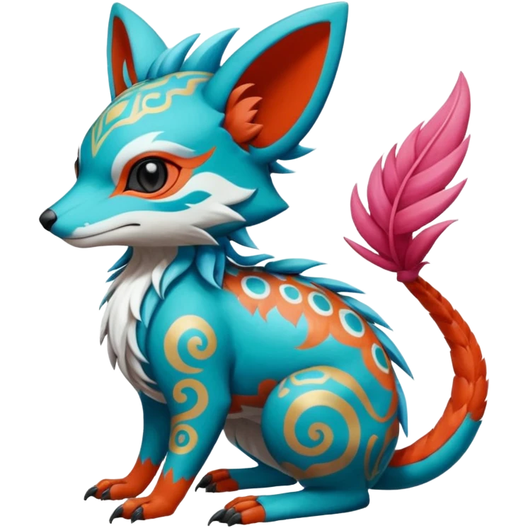  exotic tropical ornate furry Asian painted cyber-Sleuth-Loyd-Garmaddon-Litten-Linoone-Noibat-Fakémon-Pokémon-Vernid-creature emoji