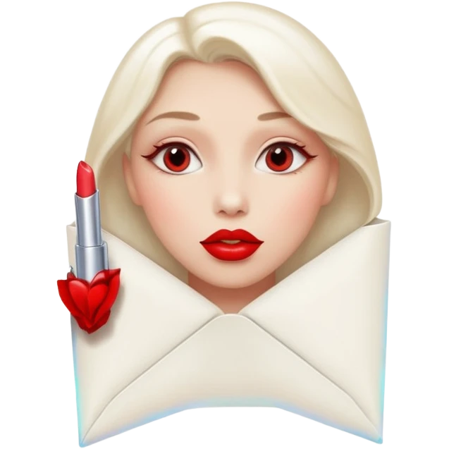 a beautiful loving kiss on it lipstick white opal envelope emoji
