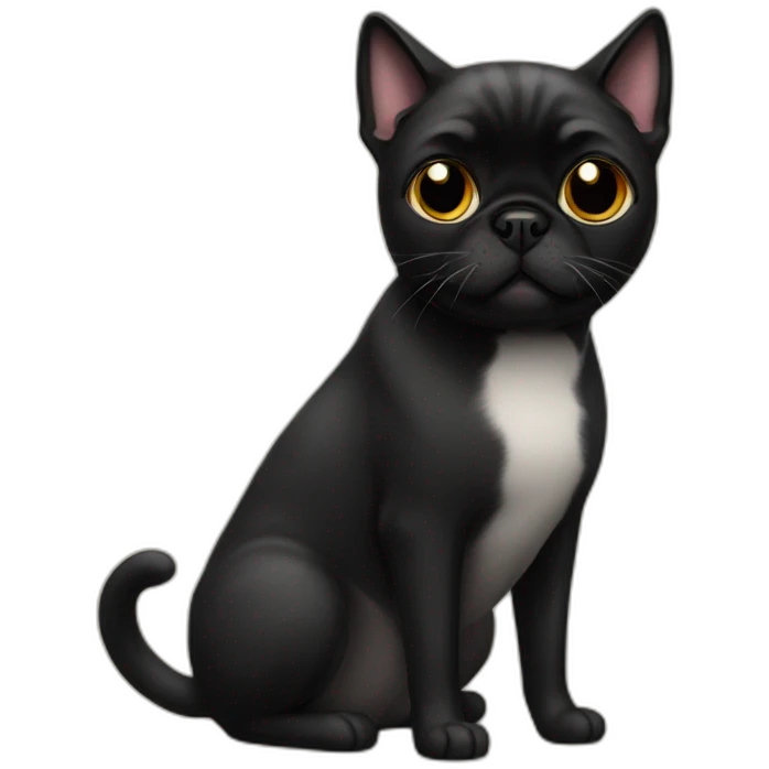 Black cat with a pug  emoji