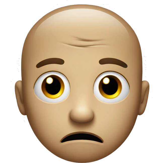  small, sad face with a worried or tired expression. The eyes might be droopy, and the mouth could form a subtle frown. the face could have a small patch or a slight shadow on one side, hinting at exhaustion.  emoji