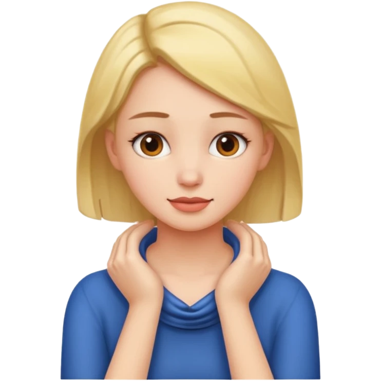 A girl hands on her neck emoji