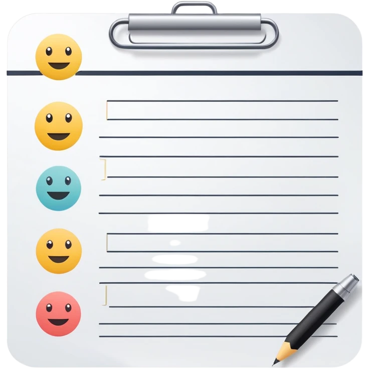 worksheet-style paper with checkboxes and horizontal lines, like a classroom handout emoji