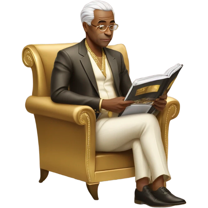 Billionaire reading gold magazine emoji