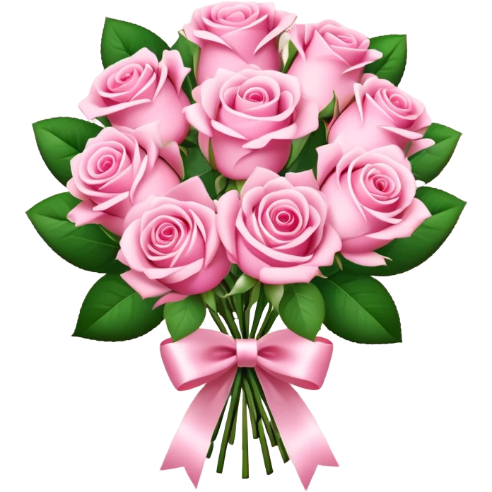 Bouquet of pink roses decorated with a bow emoji