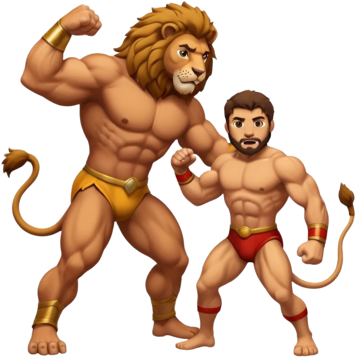 Hercules wrestling a lion emoji