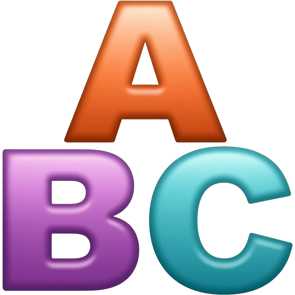 colourful letters ABC, A on top, B and C under A emoji