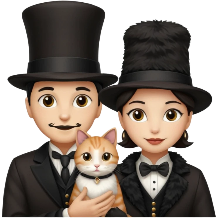 magician couple and their pet cat emoji