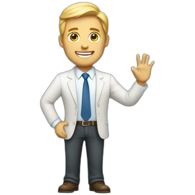 white business man raising hand emoji