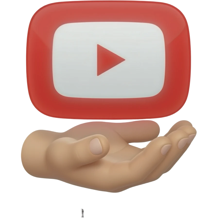 high-detail photograph of a human hand holding a floating, holographic YouTube logo that emits a vibrant red and white inner glow. The text 'Do you want Content Maker?' is displayed in a modern, bold, sans-serif font below the logo, with a subtle glow effect on the text. emoji