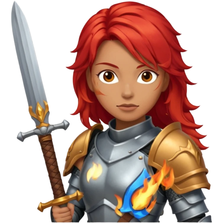 woman fire armored warrior emoji