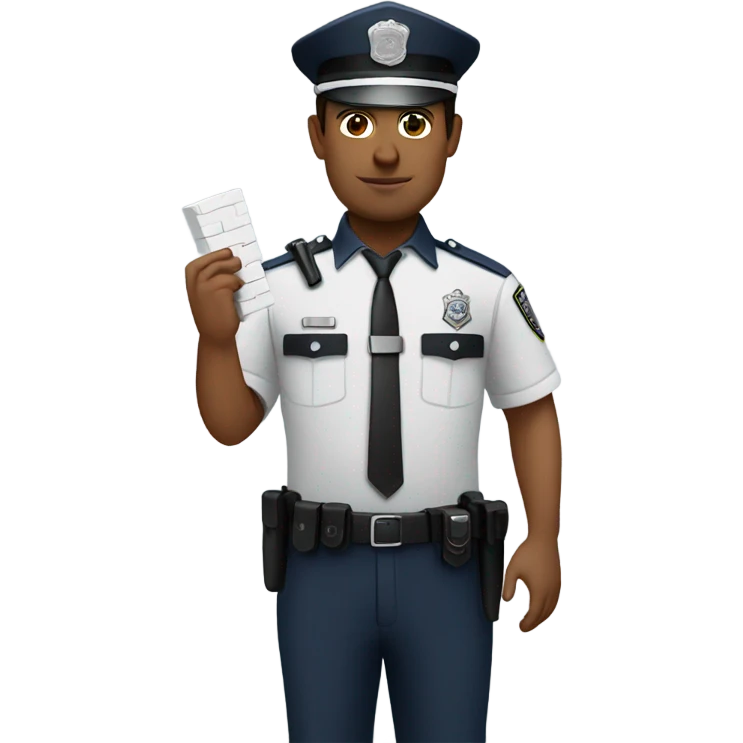 hispanic police holding a singular white brick emoji