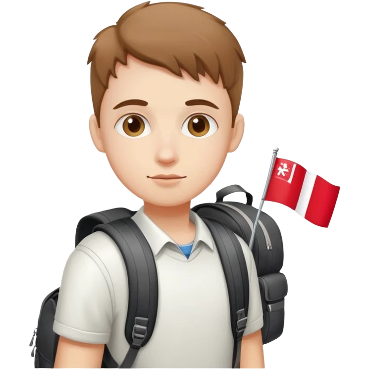 student with a Polish flag pin on backpack emoji