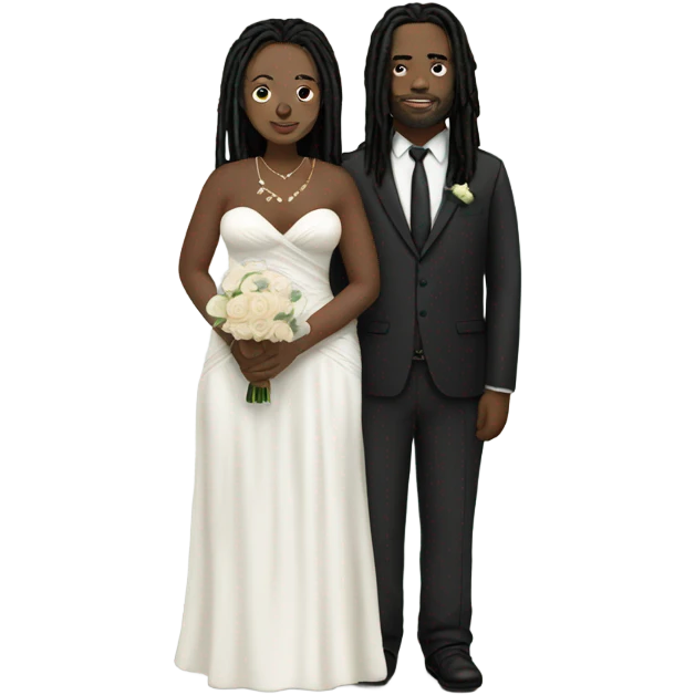 full body Plus size couple with dreads wedding pale emoji
