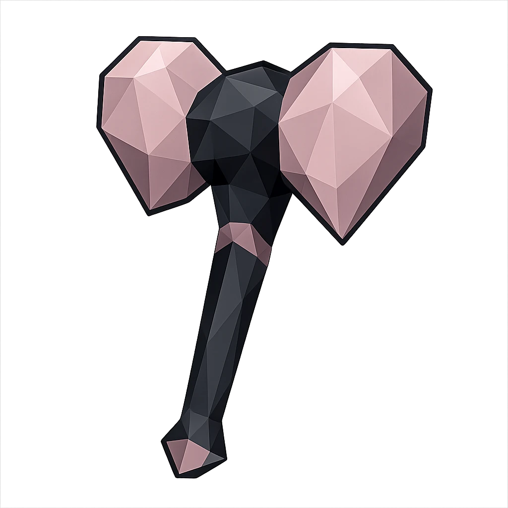 BLACKPINK-inspired object, black and pink colors, faceted and modern geometric design, polygonal style emoji