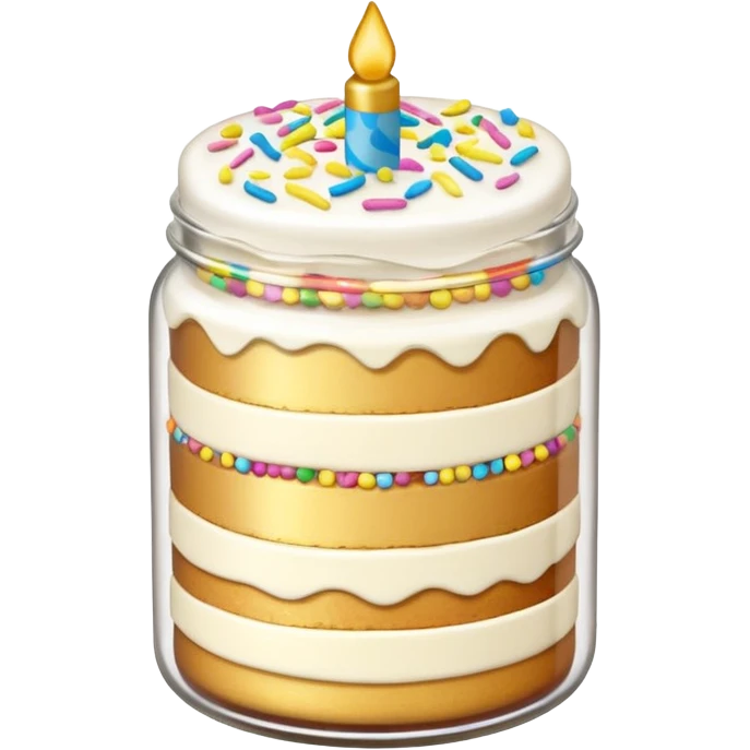 A layered little jar of cake that is gold outline emoji