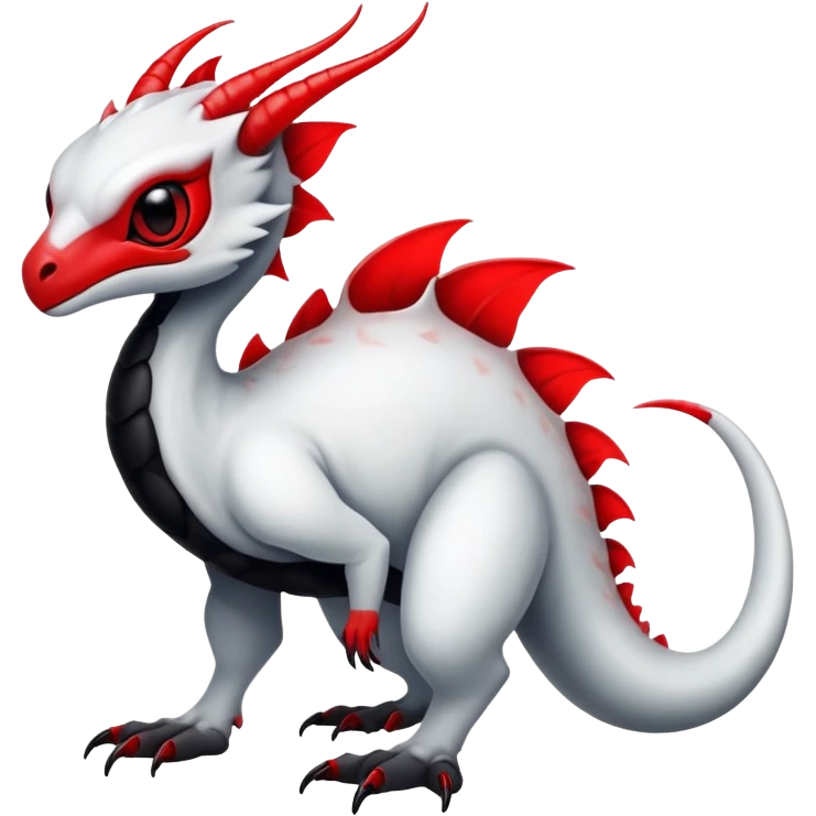 a translucent white with black belly and red eyes exotic edgy vernid-fionbri-creature full body emoji