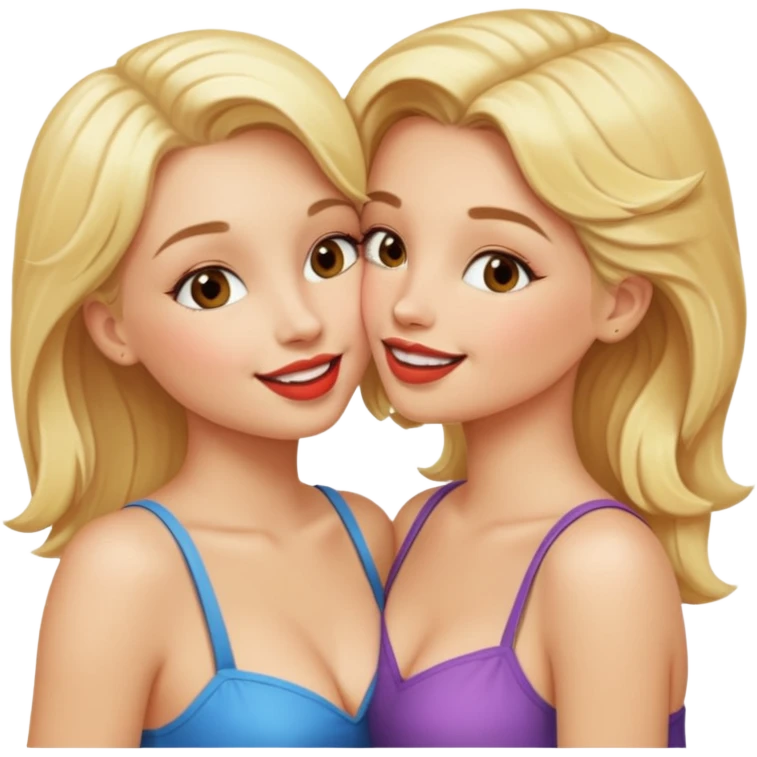 2 hot blonde girls kissing emoji