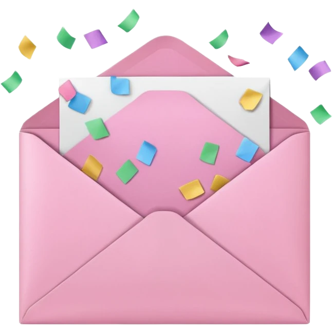 pink envelope with confetti emoji