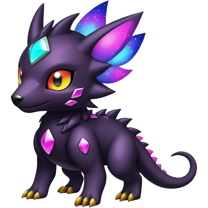 Cute cool colorful dark nebula fantasy-Fakemon-Digimon-animal-hybrid full body emoji