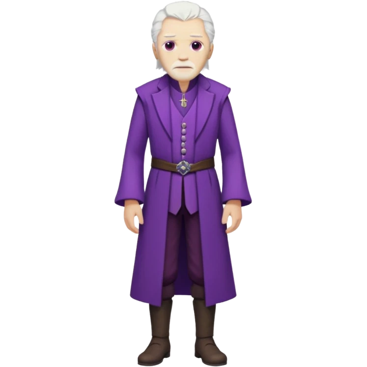 a white haired old man with purple eyes standing, full body, in Targaryen themed clothes emoji